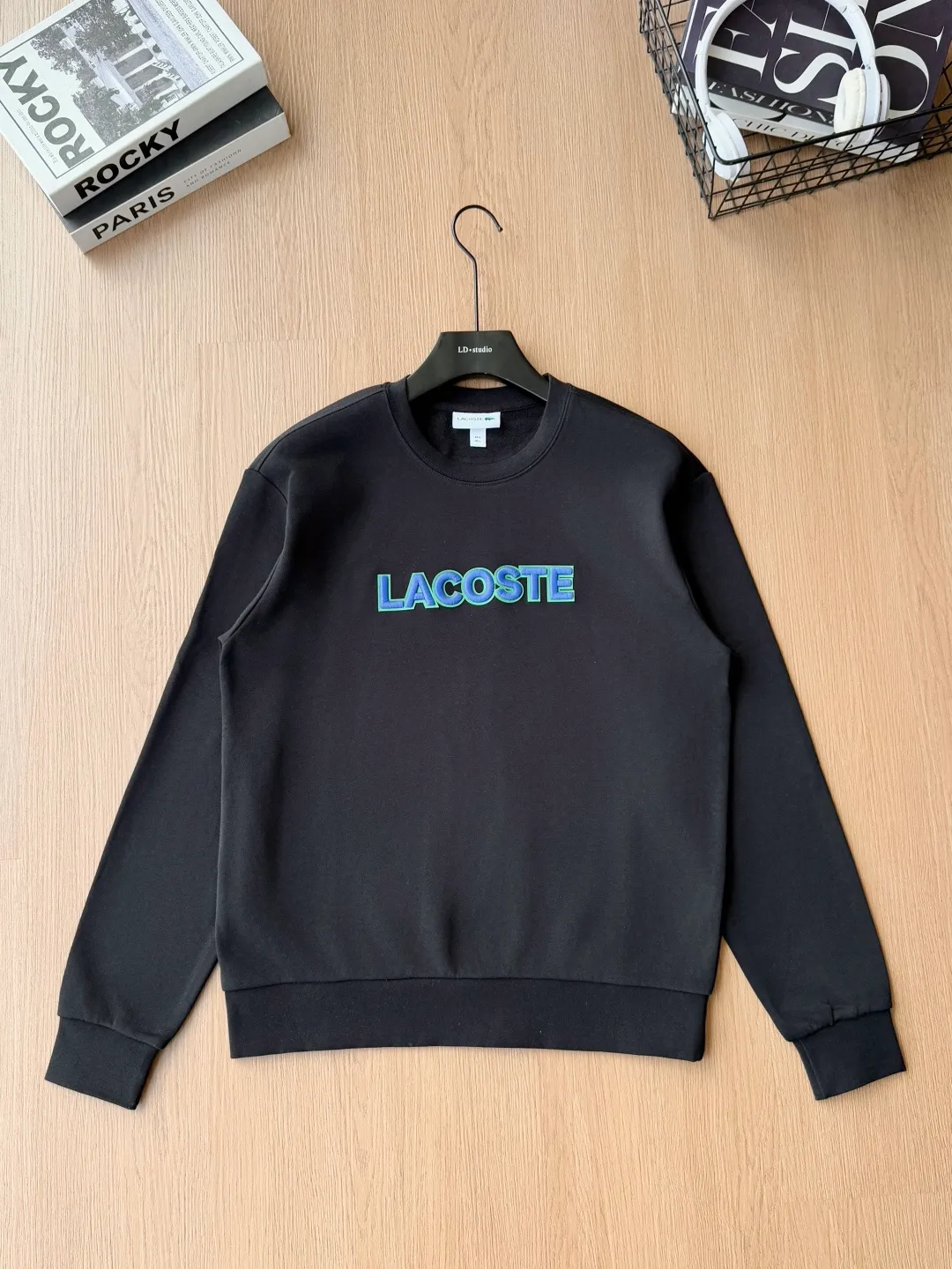 P 120LACOSTE. 2026 Autumn New Product Counter Same Style Printed Cotton Round Neck Sweater 360g Pure Cotton Terry M.L.XL 2XL LA-W 3061